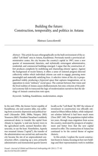 Building the future. Construction, tempoorality, and politics in Astana