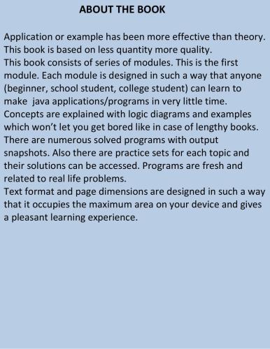 Java Applications (Module -1): Programs explained with logic and concept