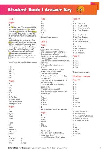 Oxford Discover 1. SB keys