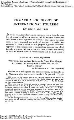 Toward a Sociology of International Tourism
