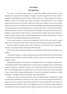 Анализ текста The Happy Man (Maugham) Аракин 3 курс