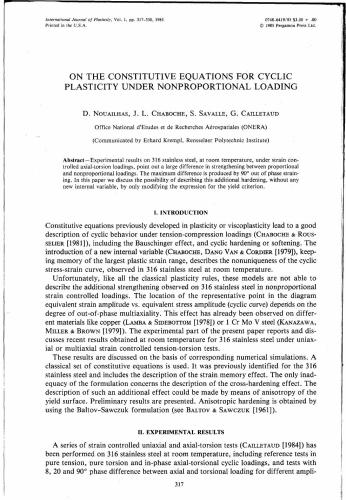 On the constitutive equations for cyclic plasticity under nonproportional loading