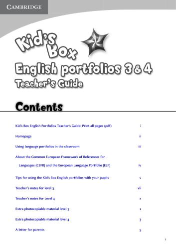 Kid's Box 3-4 My English Portfolio (Teacher's Guide)