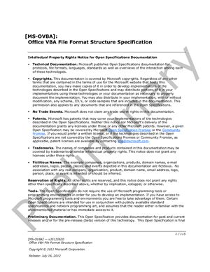 Microsoft Corp. MS-OVBA: Office VBA File Format Structure Specification
