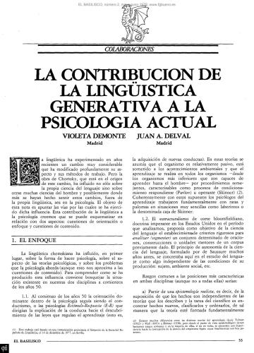 La contribución de la lingüistica generativa a la psicología actual