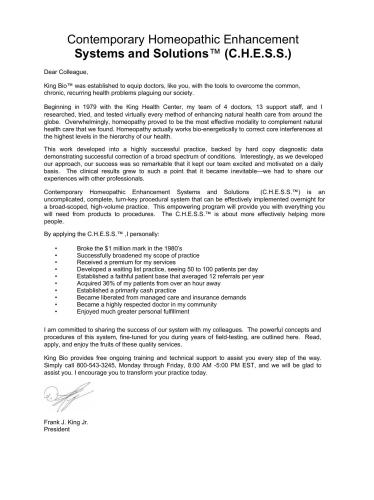 Contemporary Homeopathic Enhancement Systems and Solutions (C.H.E.S.S.)