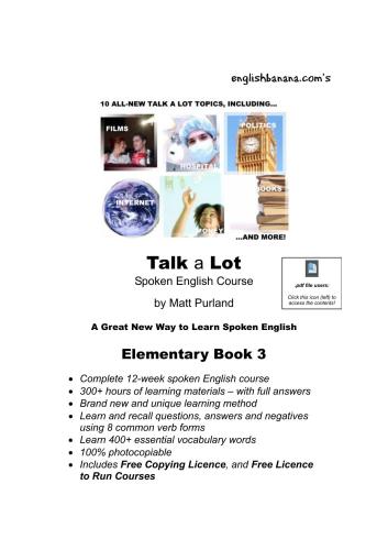 Talk a Lot Spoken English Course. Elementary Book 3