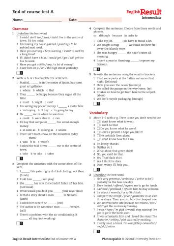 English Result Intermediate Extra Tests