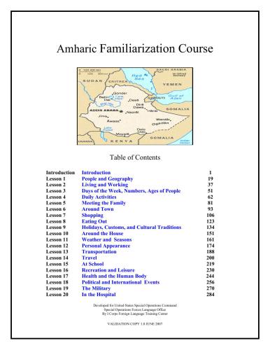 Amharic Familiarization Course