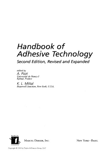Handbook of Adhesive Technology