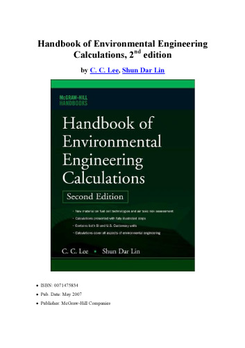 Handbook of Environmental Engineering Calculations
