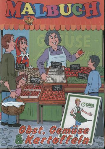 Porzelt Obst, Gemüse und Kartofeln. Malbuch