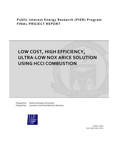 Low Cost, High Efficiency, Ultra‐Low Nox Arice Solution Using HCCI Combustion