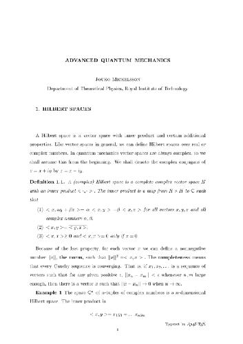 Advanced quantum mechanics