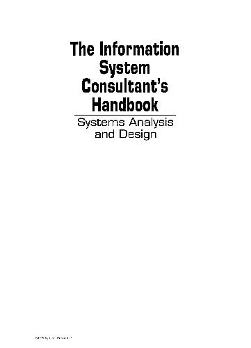 Information System Consultants Handbook Systems Analysis And Design