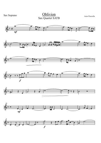 Oblivion. (Saxophone Quartet)