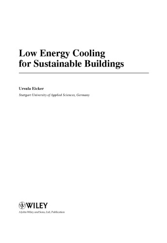 Low Energy Cooling for Sustainable Buildings