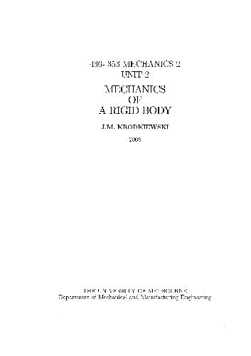 mechanics of rigid body