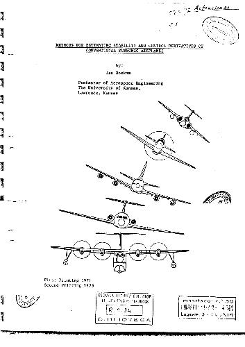 Methods for Estimating Stability and Control Derivatives for Standard Subsonic Airplanes