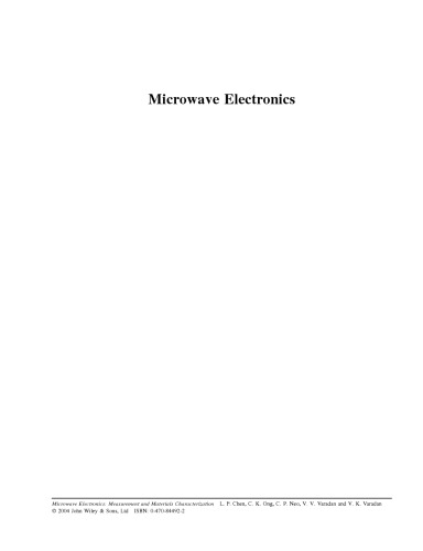 Microwave Electronics Measurement and Materials Characterization