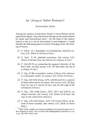 An Almagest before Ptolemy's?