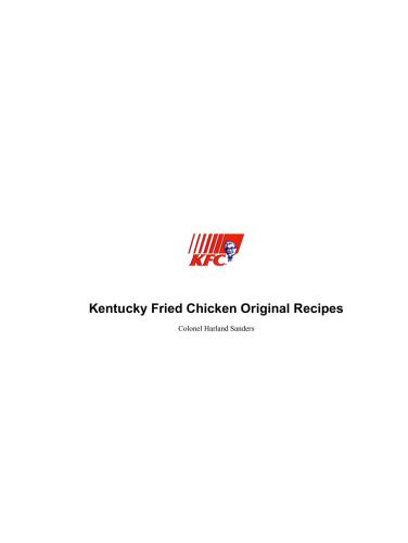 Kentucky Fried Chicken Original Recipes