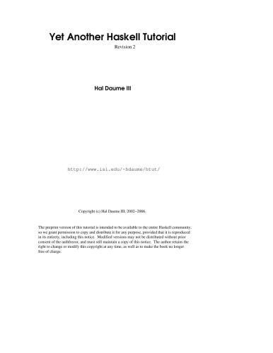 Yet Another Haskell Tutorial