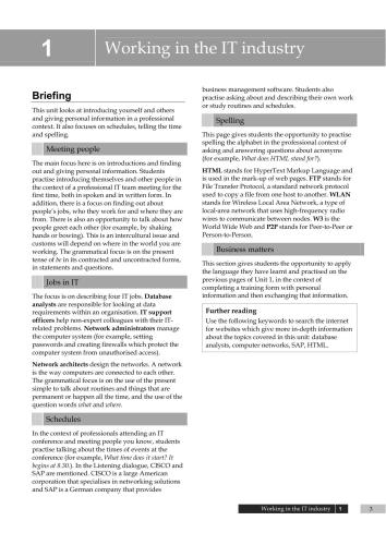 English for Information Technology 1. Teacher's Notes