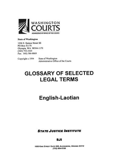 SJI. Glossary of Selected Legal Terms English-Laotian