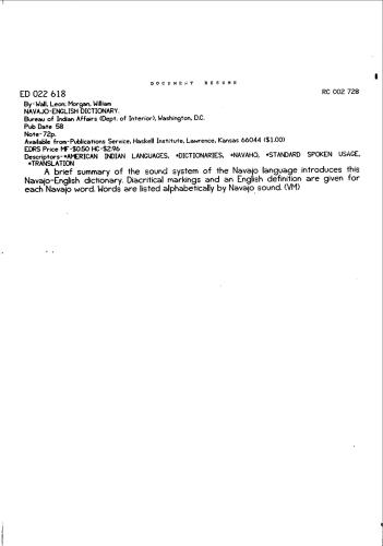 Navajo-English Dictionary