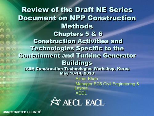 Construction Activities and Technologies Specific to the Containment and Turbine Generator Buildings