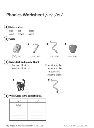 Fly High 2: Phonics worksheets with teacher's notes