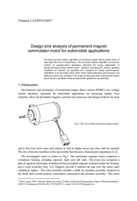 Design and analysis of permanent magnet commutator motor for automobile applications
