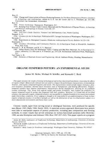 Organic-Tempered Pottery: An Experimental Study