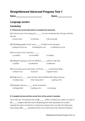 Straightforward Advanced Progress Tests with Keys