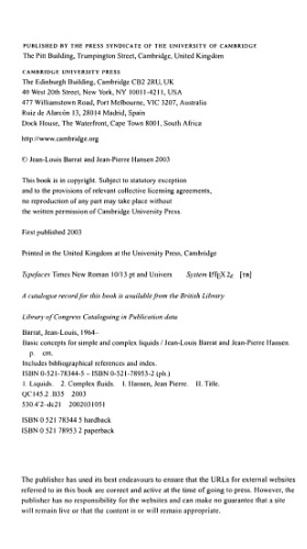 Basic concepts for simple and complex liquids