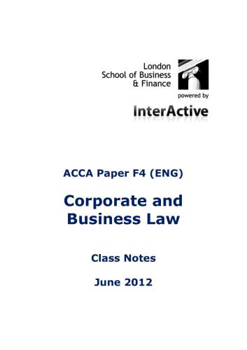 ACCA F4 Corporate and Business Law 2012 (English)