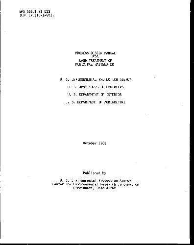Process design manual for land treatment of municipal wastewater
