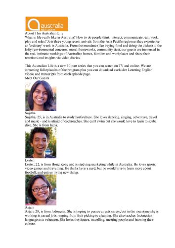 Passport to english from Australia Network, Official IELTS speaking test example(Sujatha)