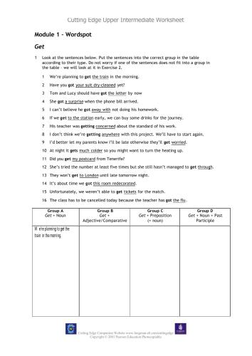 Cutting Edge Upper Intermediate Worksheet
