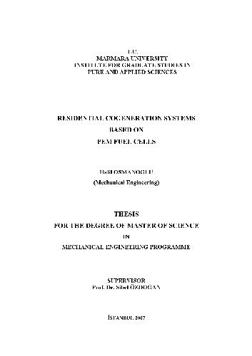 Residential cogeneration systems based on Pem fuel cells