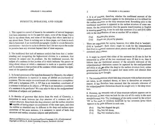 Subjects, speakers and roles