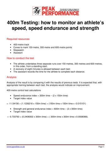 400m Testing