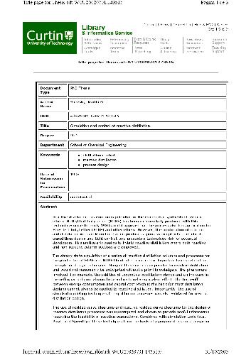 Simulation and Control of Reactive Distillation
