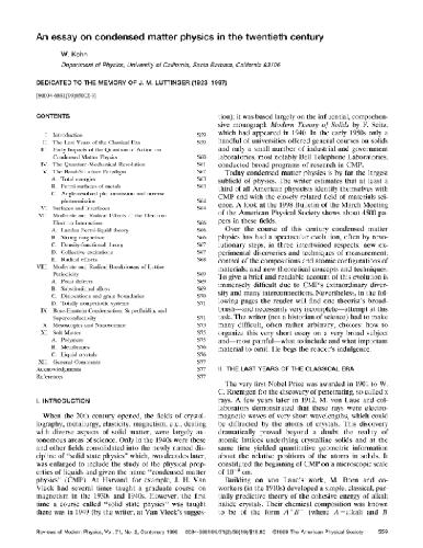 Essay on condensed matter physics in 20th century