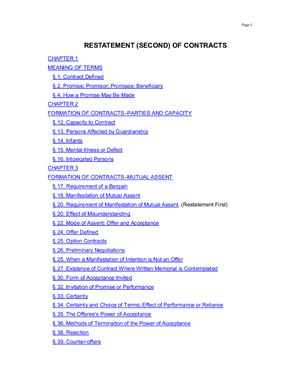 Restatement of Contracts. The Second Edition