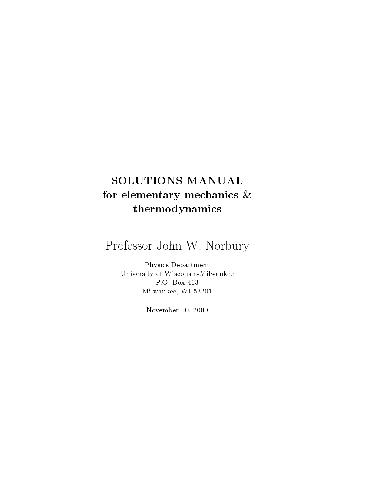 Solution Manual for Elementary Mechanics Thermodynamics