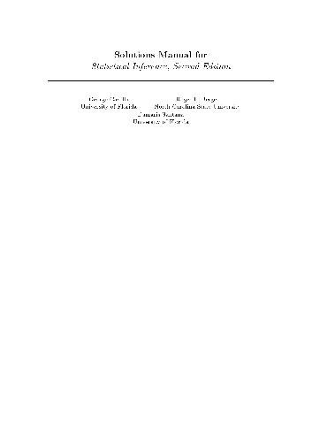 Solutions Manual for Statistical Inference