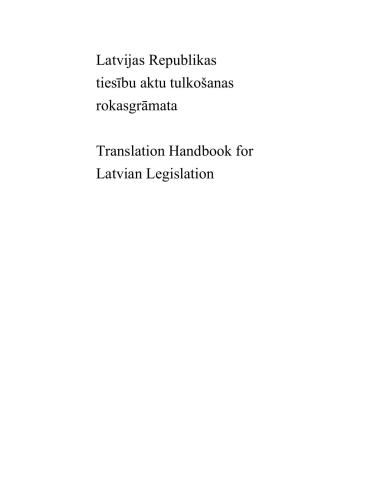 Translation Handbook for Latvian Legislation
