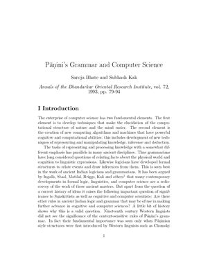 Panini's Grammar and Computer Science